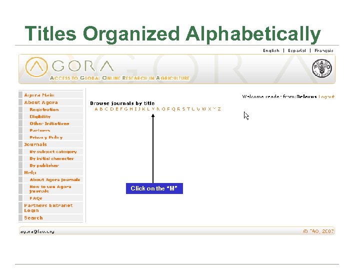 Titles Organized Alphabetically Click on the “M” 