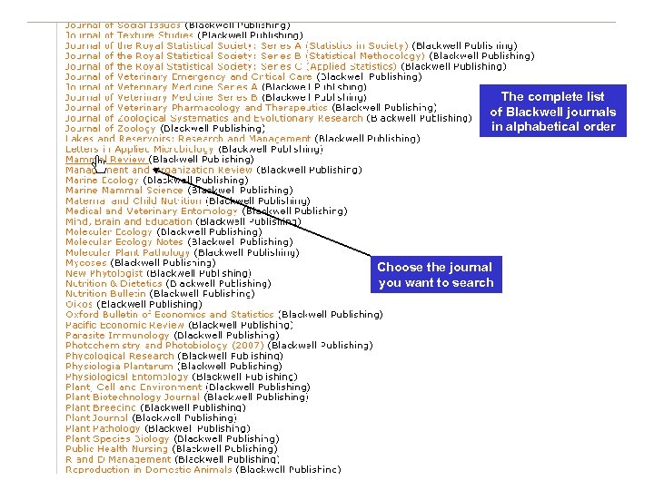 The complete list of Blackwell journals in alphabetical order Choose the journal you want
