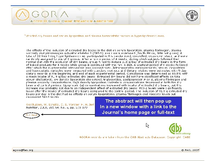 The abstract will then pop up In a new window with a link to