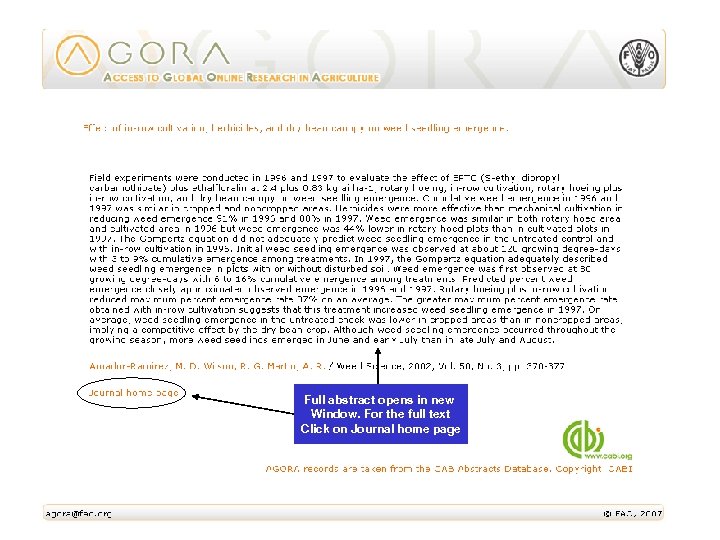 Full abstract opens in new Window. For the full text Click on Journal home