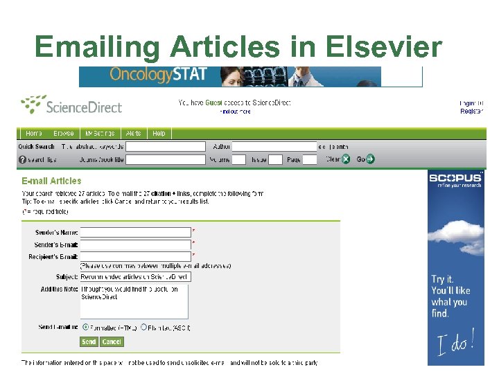Emailing Articles in Elsevier 