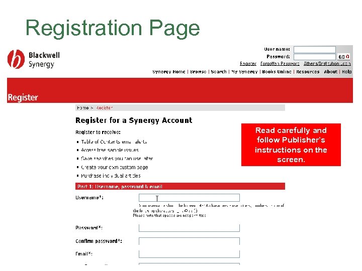 Registration Page Read carefully and follow Publisher’s instructions on the screen. 