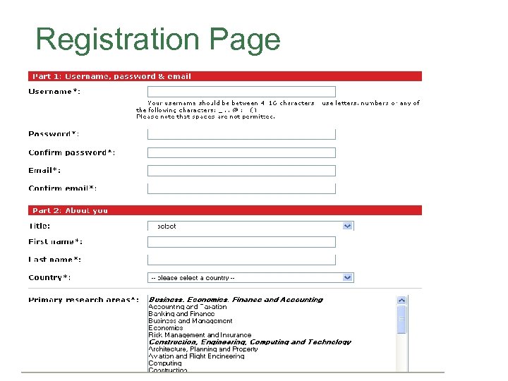 Registration Page 