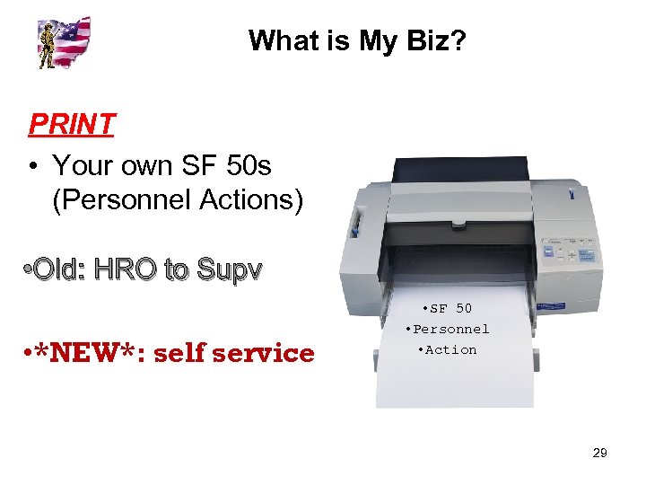 What is My Biz? PRINT • Your own SF 50 s (Personnel Actions) •