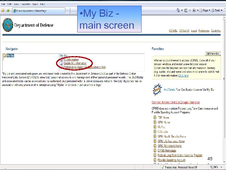  • My Biz - main screen 45 