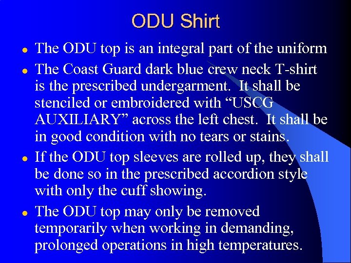 ODU Shirt l l The ODU top is an integral part of the uniform