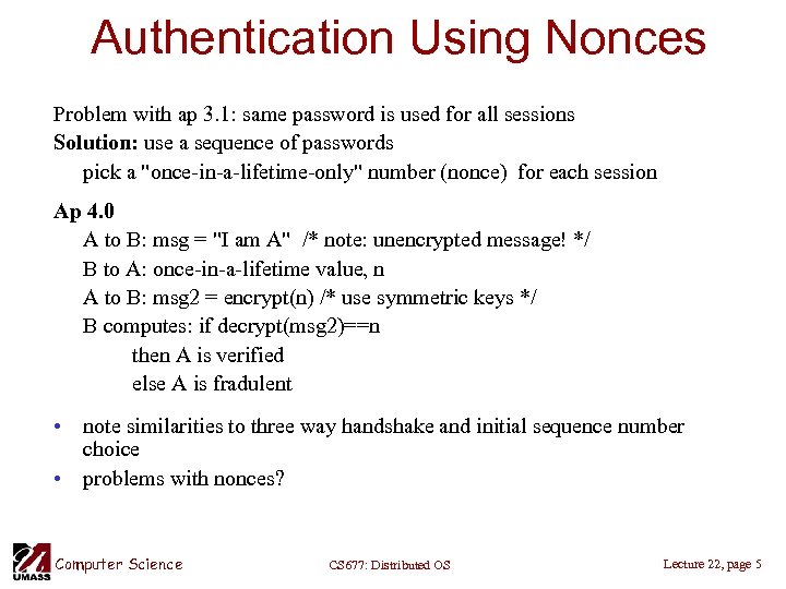 Authentication Using Nonces Problem with ap 3. 1: same password is used for all