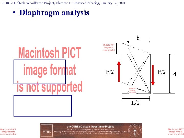 CUREe-Caltech Woodframe Project, Element 1 - Research Meeting, January 12, 2001 • Diaphragm analysis