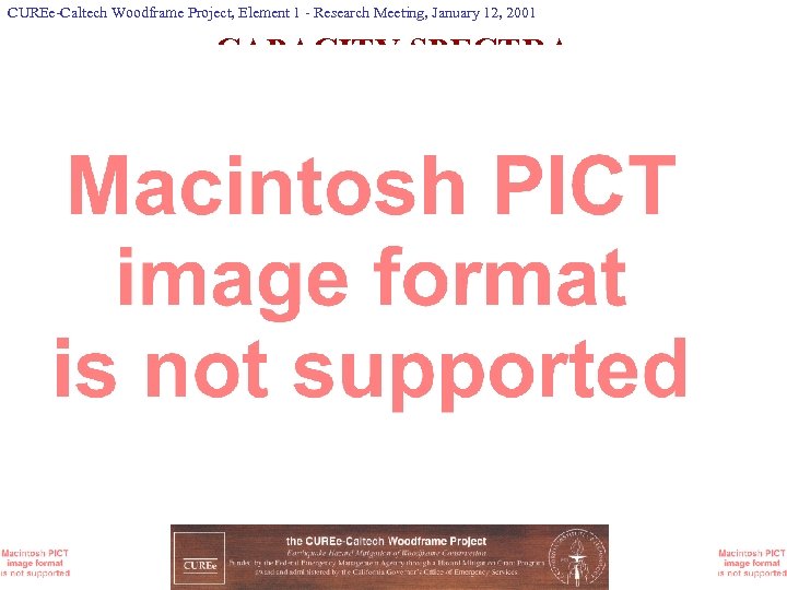 CUREe-Caltech Woodframe Project, Element 1 - Research Meeting, January 12, 2001 CAPACITY SPECTRA 