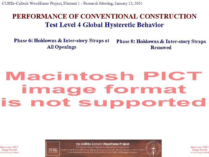 CUREe-Caltech Woodframe Project, Element 1 - Research Meeting, January 12, 2001 PERFORMANCE OF CONVENTIONAL