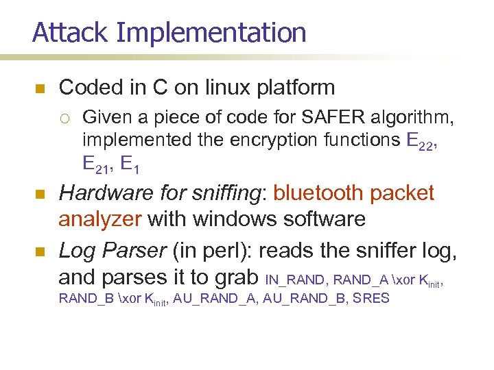 Attack Implementation Coded in C on linux platform Given a piece of code for