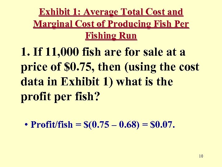 Exhibit 1: Average Total Cost and Marginal Cost of Producing Fish Per Fishing Run