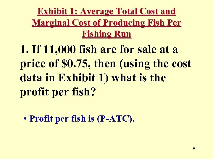 Exhibit 1: Average Total Cost and Marginal Cost of Producing Fish Per Fishing Run