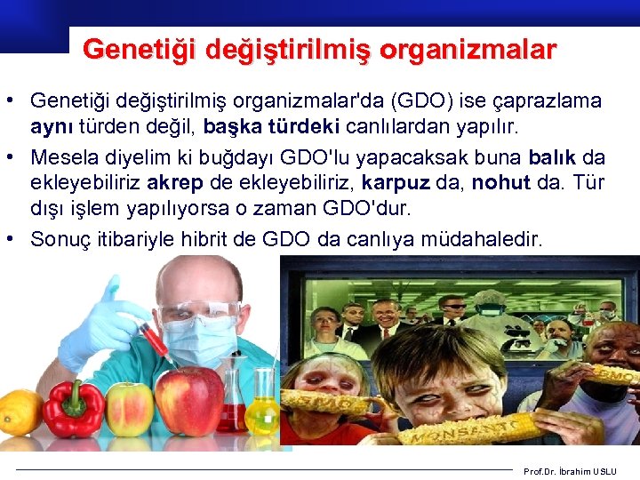 Genetiği değiştirilmiş organizmalar • Genetiği değiştirilmiş organizmalar'da (GDO) ise çaprazlama aynı türden değil, başka