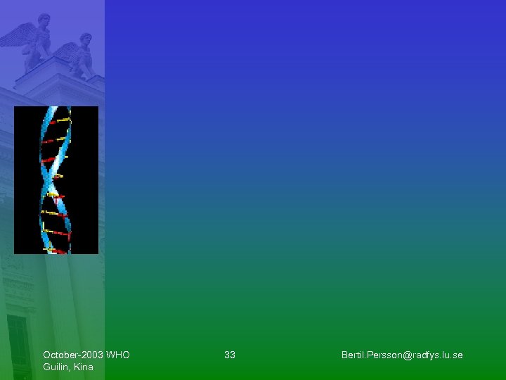 October-2003 WHO Guilin, Kina 33 Bertil. Persson@radfys. lu. se 