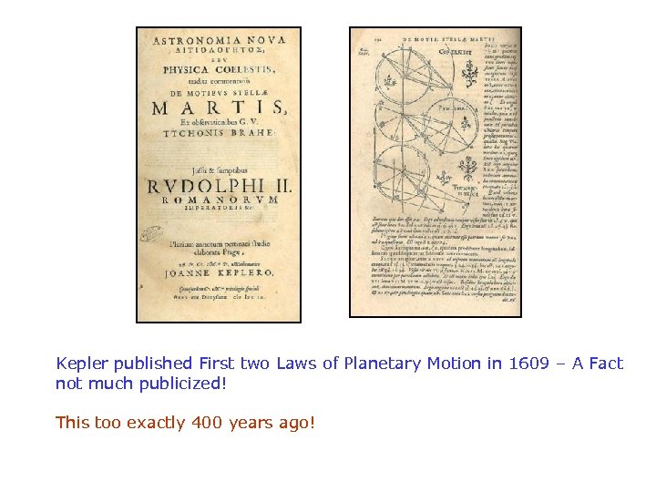 Kepler published First two Laws of Planetary Motion in 1609 – A Fact not