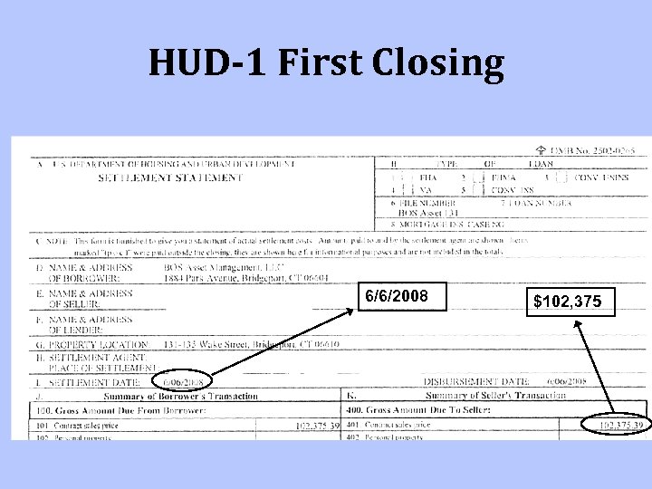 HUD-1 First Closing 6/6/2008 $102, 375 