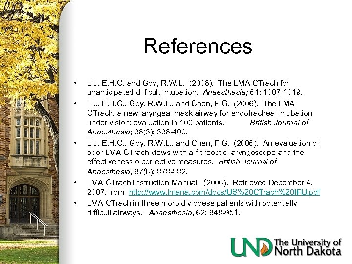References • • • Liu, E. H. C. and Goy, R. W. L. (2006).