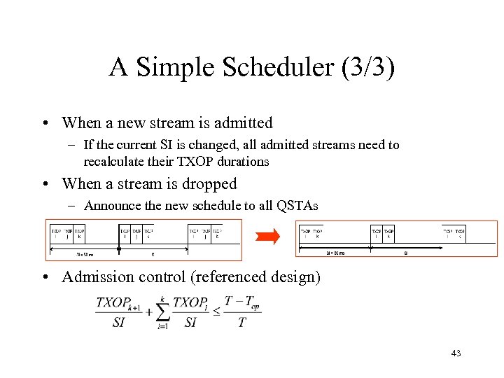 A Simple Scheduler (3/3) • When a new stream is admitted – If the