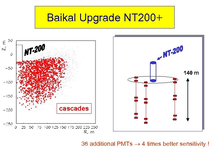 Baikal Upgrade NT 200+ 140 m cascades 36 additional PMTs 4 times better sensitivity