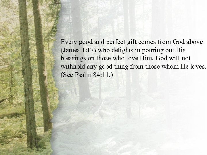 VIII. The Good Shepherd Every good and perfect gift comes from God above (James