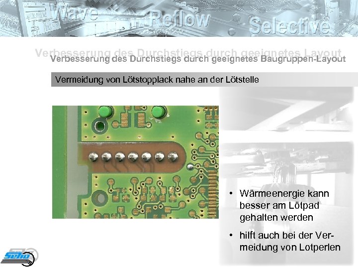 Verbesserung des Durchstiegs durch geeignetes Baugruppen-Layout des Durchstiegs durch geeignetes Layout Verbesserung Vermeidung von