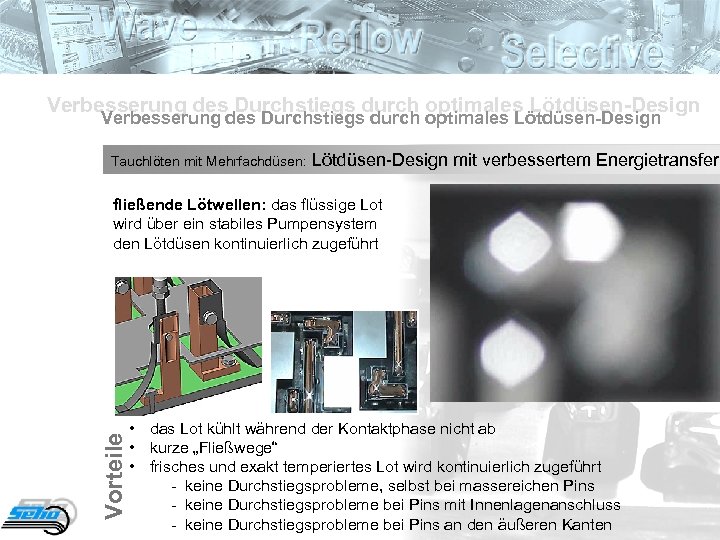 Verbesserung des Durchstiegs durch optimales Lötdüsen-Design Tauchlöten mit Mehrfachdüsen: Lötdüsen-Design mit verbessertem Energietransfer Vorteile