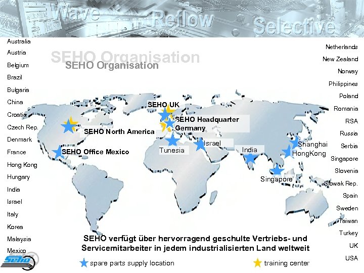 Australia Austria Belgium Netherlands SEHOOrganisation SEHO New Zealand Norway Brazil Philippines Bulgaria Poland China