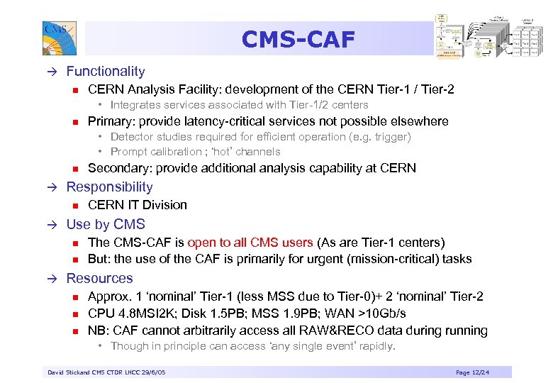 CMS-CAF à Functionality n CERN Analysis Facility: development of the CERN Tier 1 /