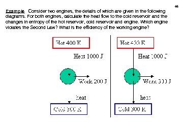 Example Consider two engines, the details of which are given in the following diagrams.