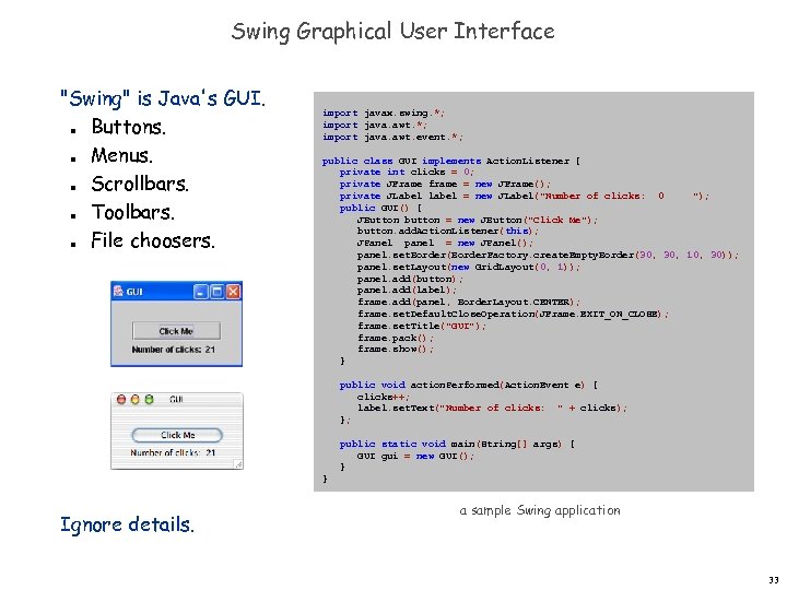 Swing Graphical User Interface 