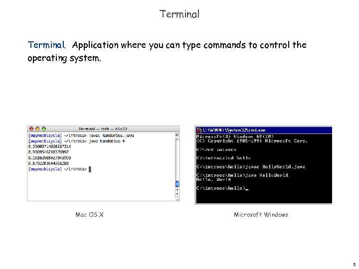 Terminal. Application where you can type commands to control the operating system. Mac OS