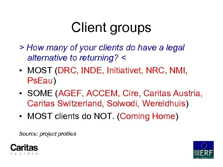 Client groups > How many of your clients do have a legal alternative to