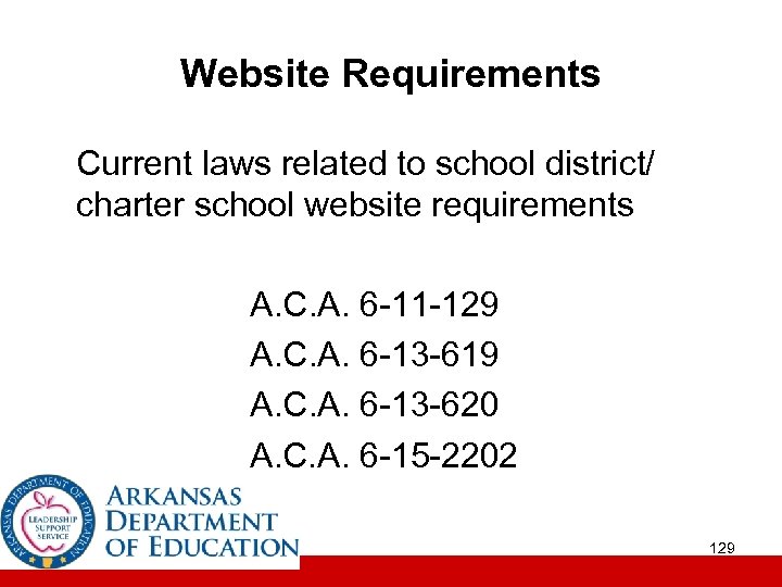 Website Requirements Current laws related to school district/ charter school website requirements A. C.