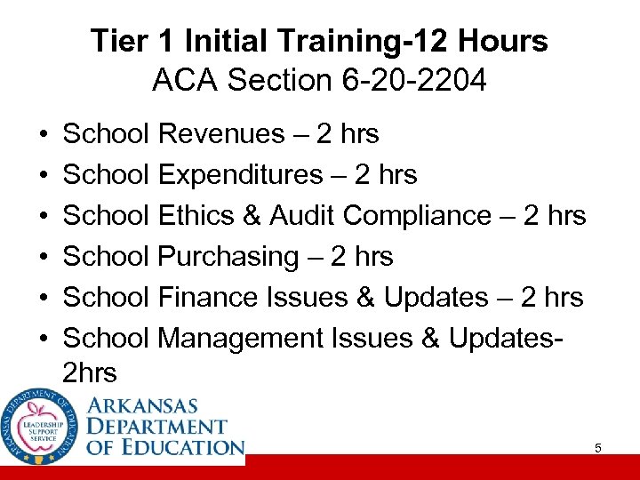 Tier 1 Initial Training-12 Hours ACA Section 6 -20 -2204 • • • School
