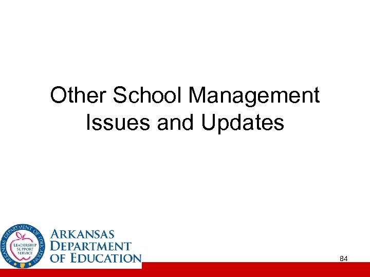 Other School Management Issues and Updates 84 
