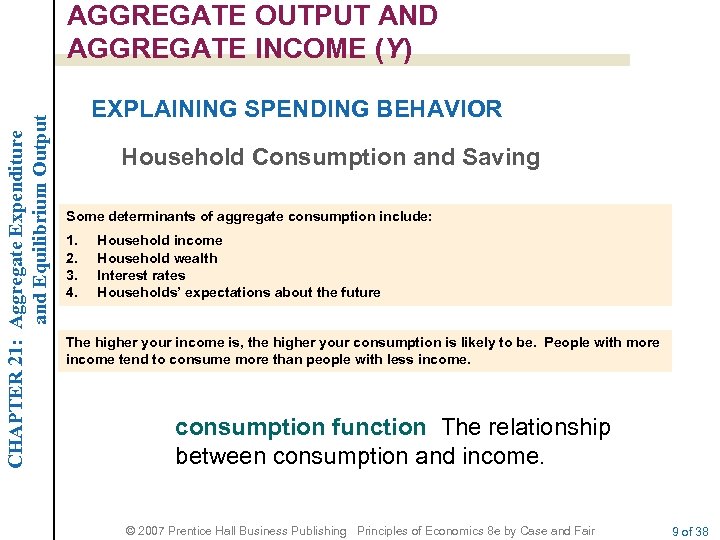 CHAPTER 21: Aggregate Expenditure and Equilibrium Output AGGREGATE OUTPUT AND AGGREGATE INCOME (Y) EXPLAINING