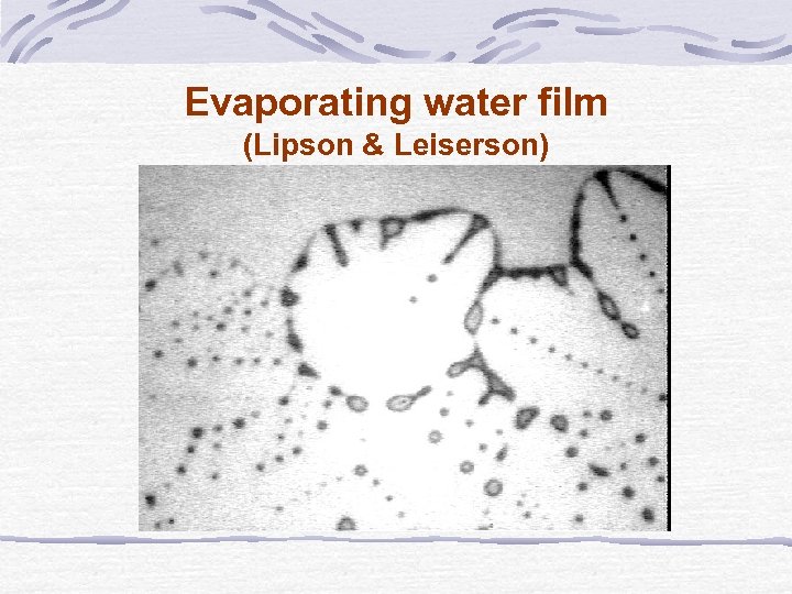 Evaporating water film (Lipson & Leiserson) 