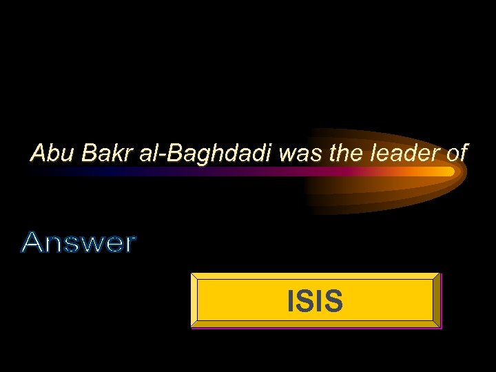 Abu Bakr al-Baghdadi was the leader of ISIS 