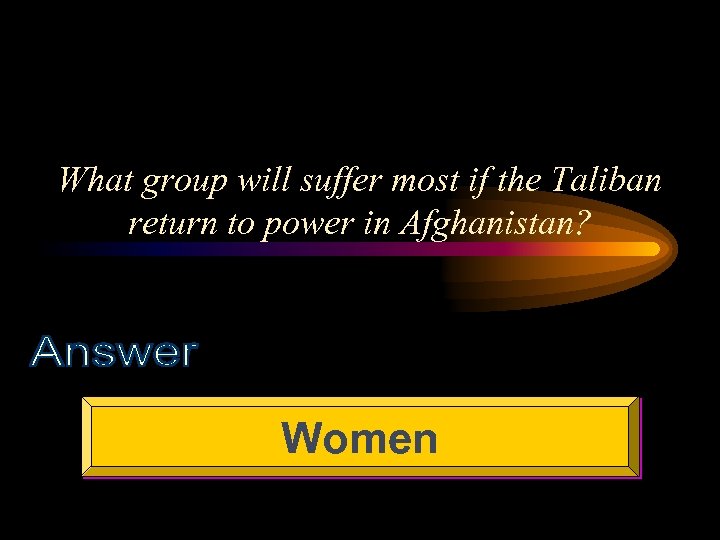 What group will suffer most if the Taliban return to power in Afghanistan? Women