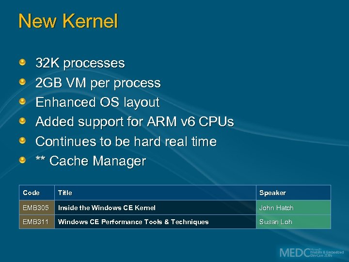 New Kernel 32 K processes 2 GB VM per process Enhanced OS layout Added