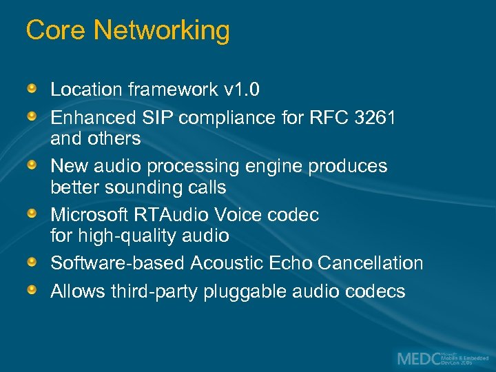 Core Networking Location framework v 1. 0 Enhanced SIP compliance for RFC 3261 and