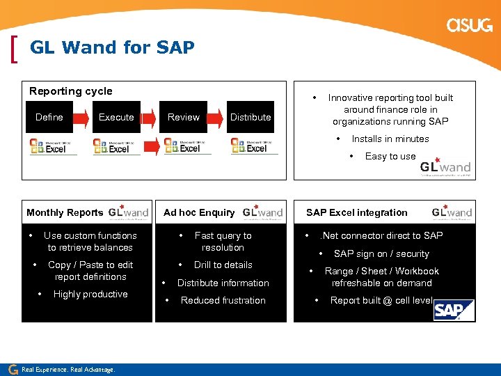[ GL Wand for SAP Reporting cycle Define • Execute Review Innovative reporting tool