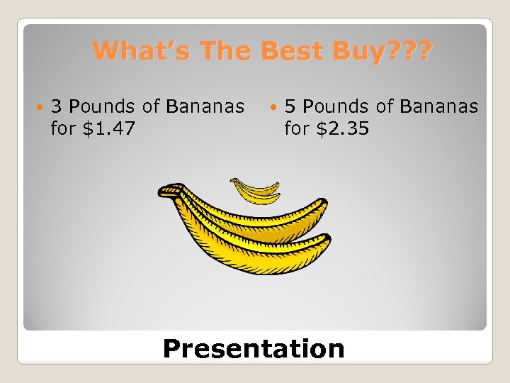 What’s The Best Buy? ? ? 3 Pounds of Bananas for $1. 47 5