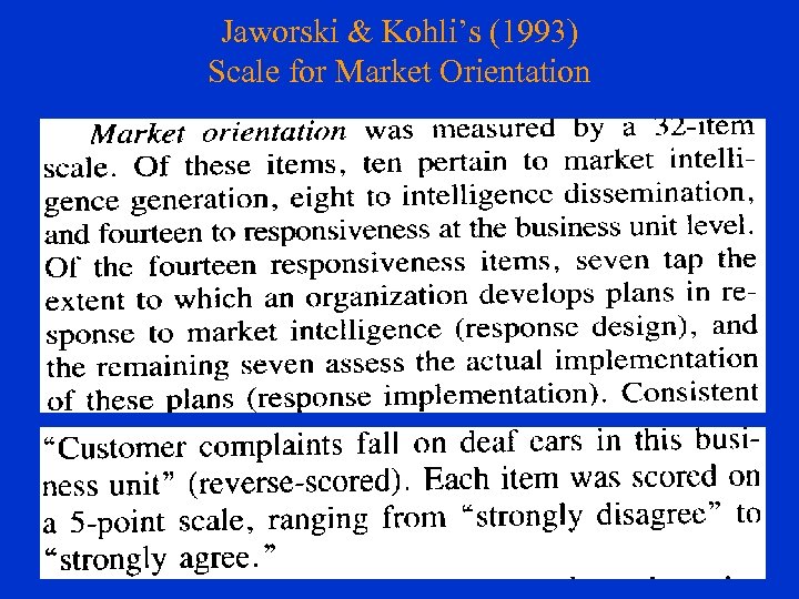 Jaworski & Kohli’s (1993) Scale for Market Orientation 