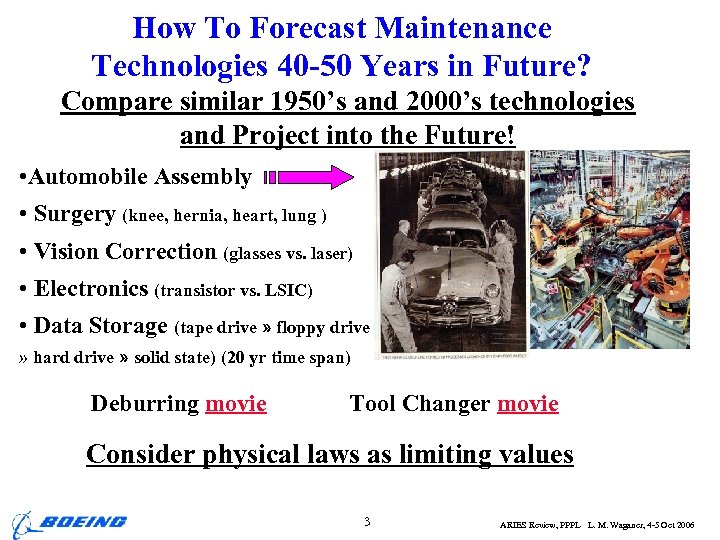 How To Forecast Maintenance Technologies 40 -50 Years in Future? Compare similar 1950’s and