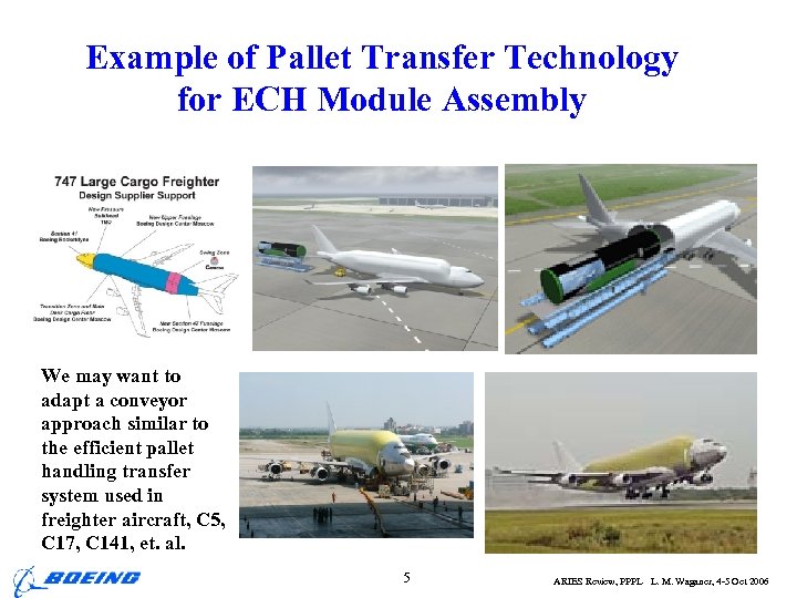 Example of Pallet Transfer Technology for ECH Module Assembly We may want to adapt