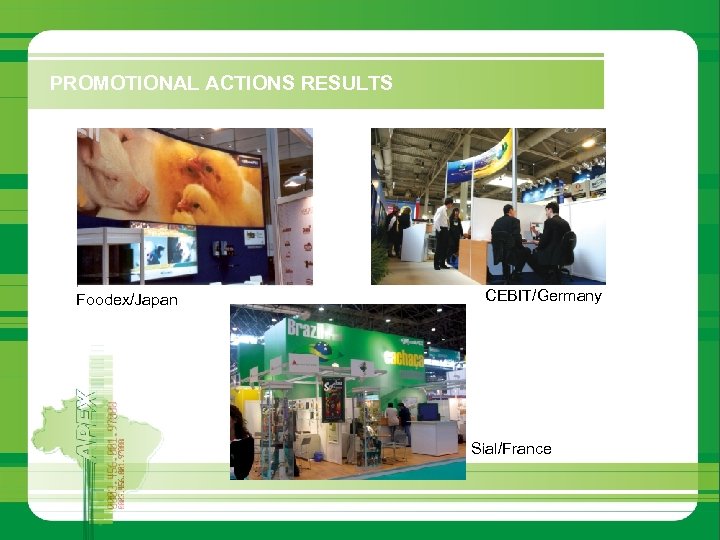 PROMOTIONAL ACTIONS RESULTS Foodex/Japan CEBIT/Germany Sial/France 