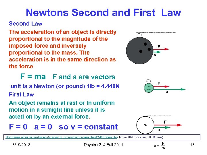 Newtons Second and First Law Second Law The acceleration of an object is directly