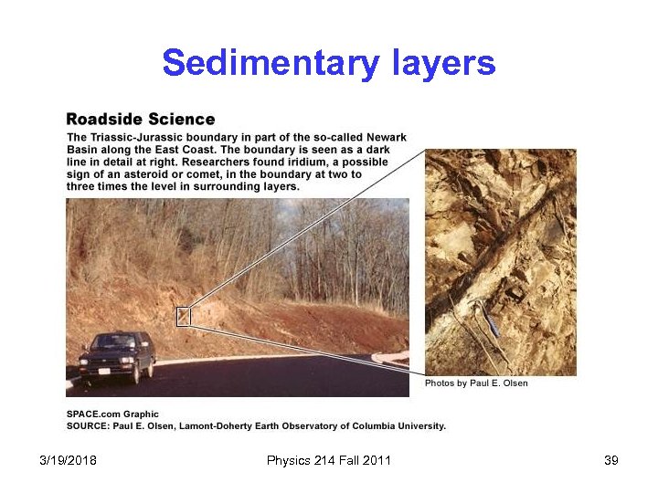 Sedimentary layers 3/19/2018 Physics 214 Fall 2011 39 